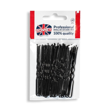 RONNEY Profesjonalne kokówki do włosów długie, czarne 40 szt.    A@A NEW